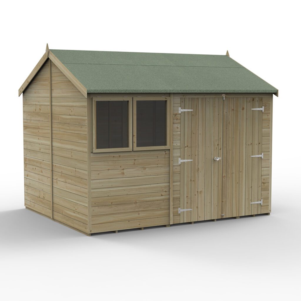 Timberdale 10×8 Reverse Apex Shed – Double Door with Installation 5013053189009 2